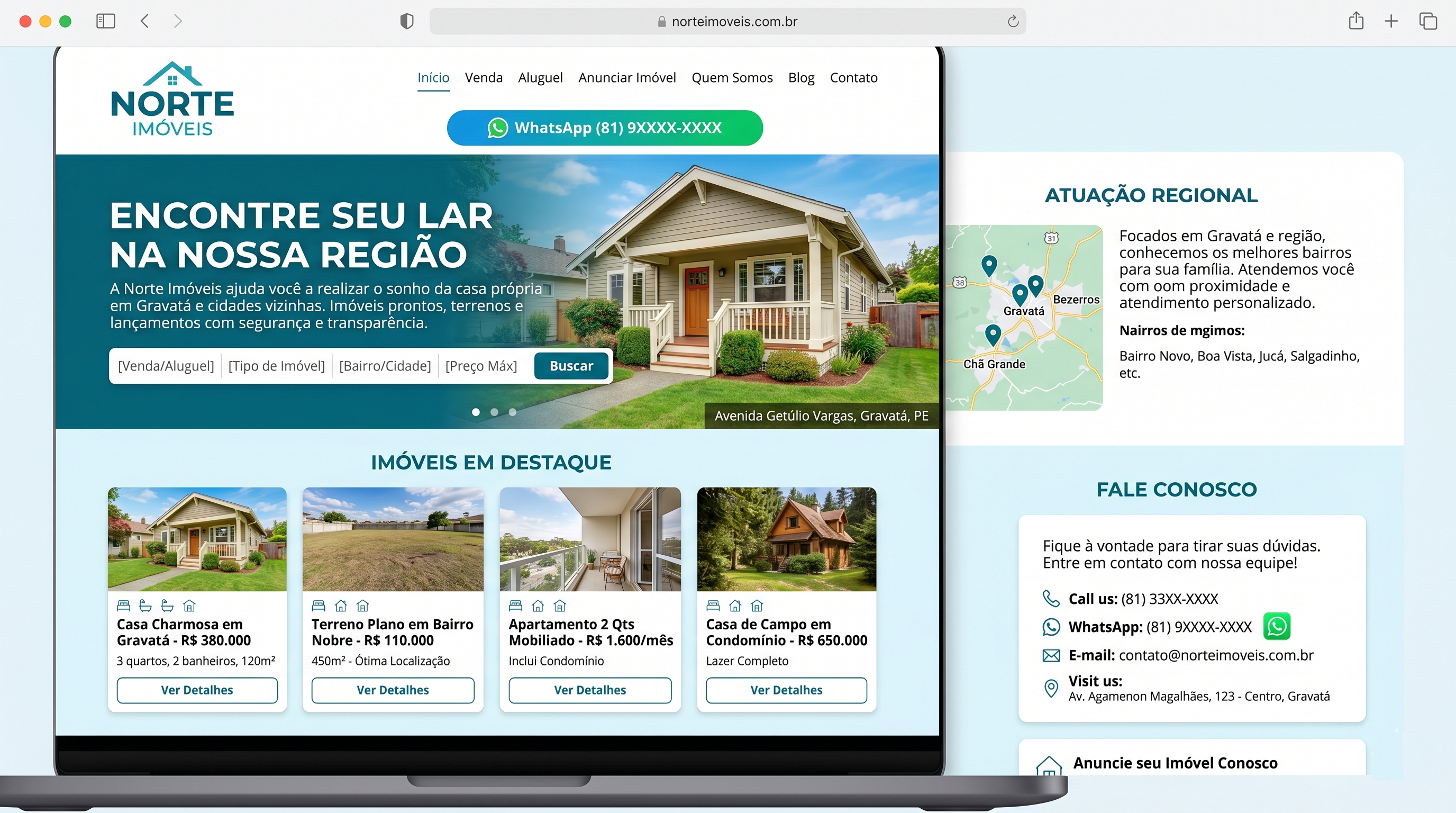 Modelo demonstrativo de site para imobiliária regional